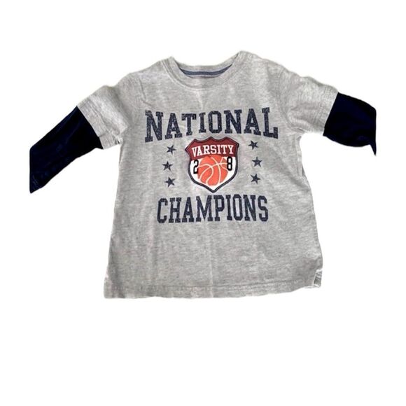 Carter’s | Boys Grey Navy Long Sleeve Basketball T Shirt - Picture 1 of 7